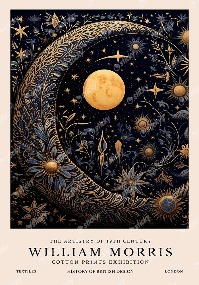 Πινακας σε καμβά WILLIAM MORRIS - MOON AND STARS 1