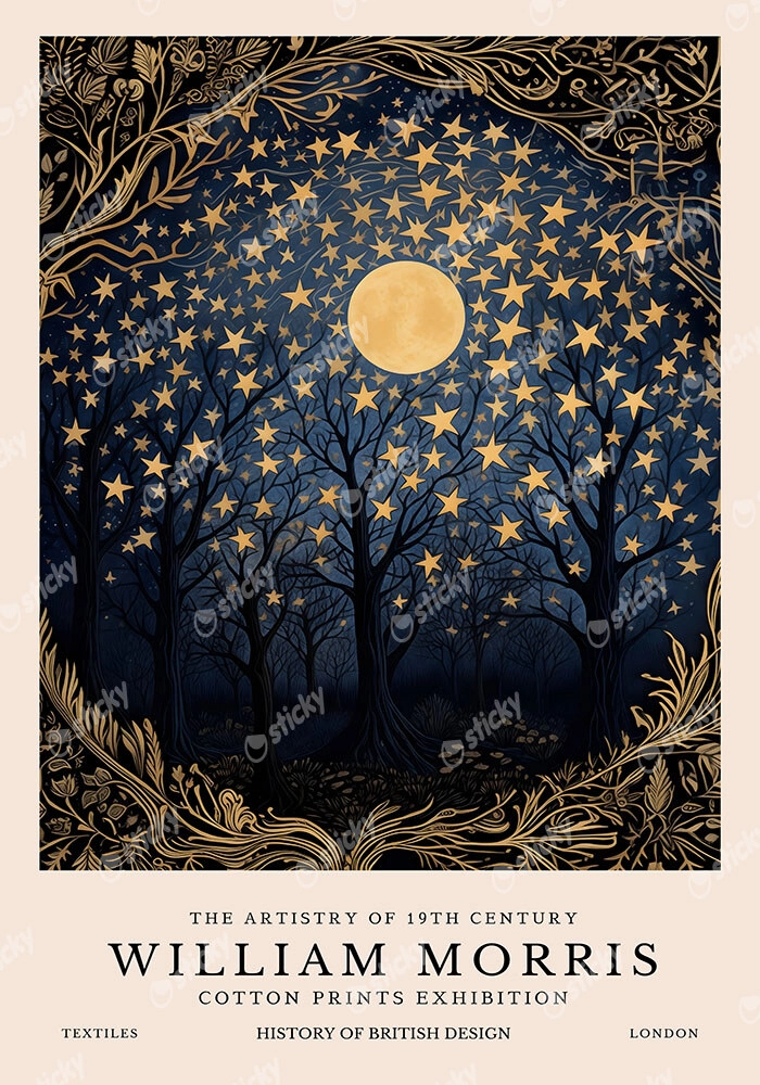 Πινακας σε καμβά WILLIAM MORRIS - MOON AND STARS 3