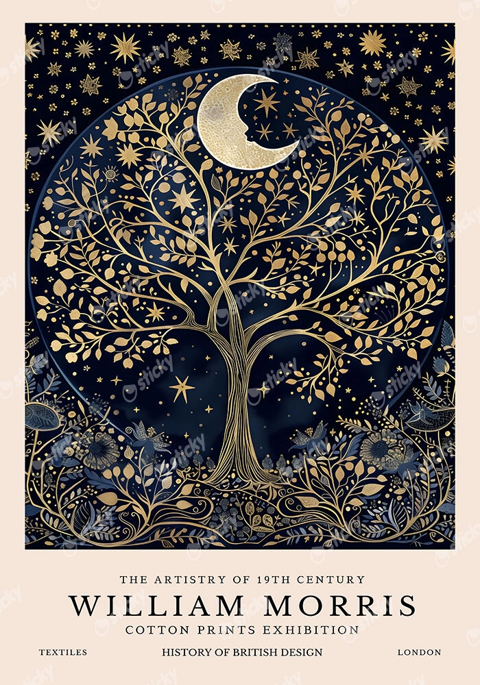Πινακας σε καμβά WILLIAM MORRIS - MOON AND STARS 4