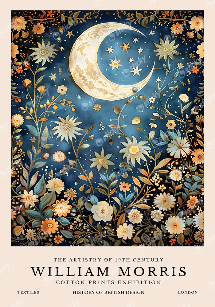 Πινακας σε καμβά WILLIAM MORRIS - MOON AND STARS 5