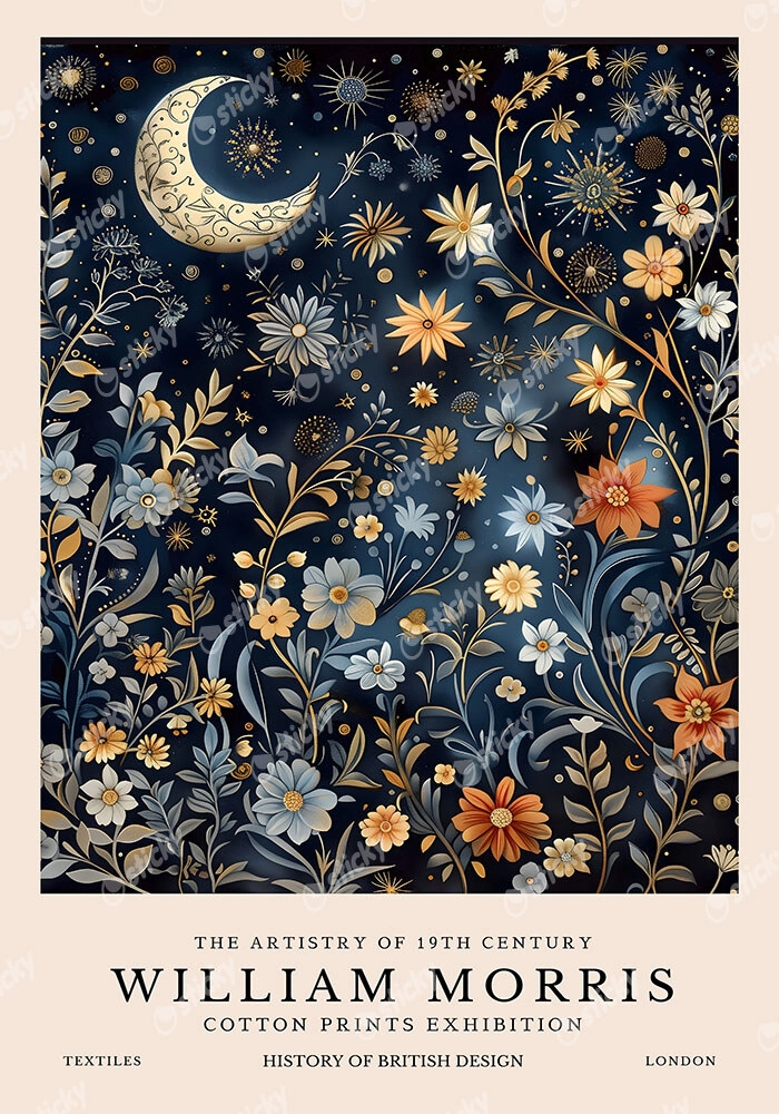 Πινακας σε καμβά WILLIAM MORRIS - MOON AND STARS 6