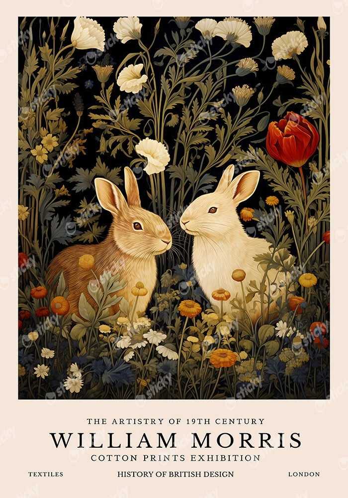 Πινακας σε καμβά WILLIAM MORRIS - RABBITS 1