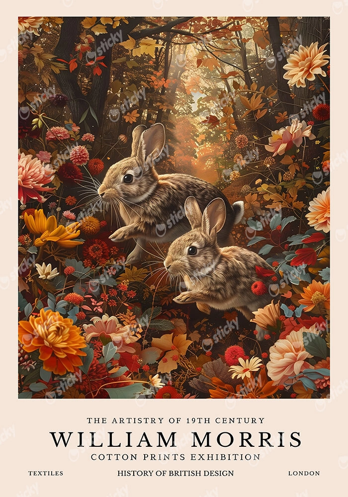 Πινακας σε καμβά WILLIAM MORRIS - RABBITS 4