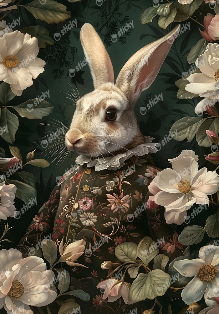 Πινακας σε καμβά WILLIAM MORRIS - VICTORIAN RABBIT PORTRAIT  1