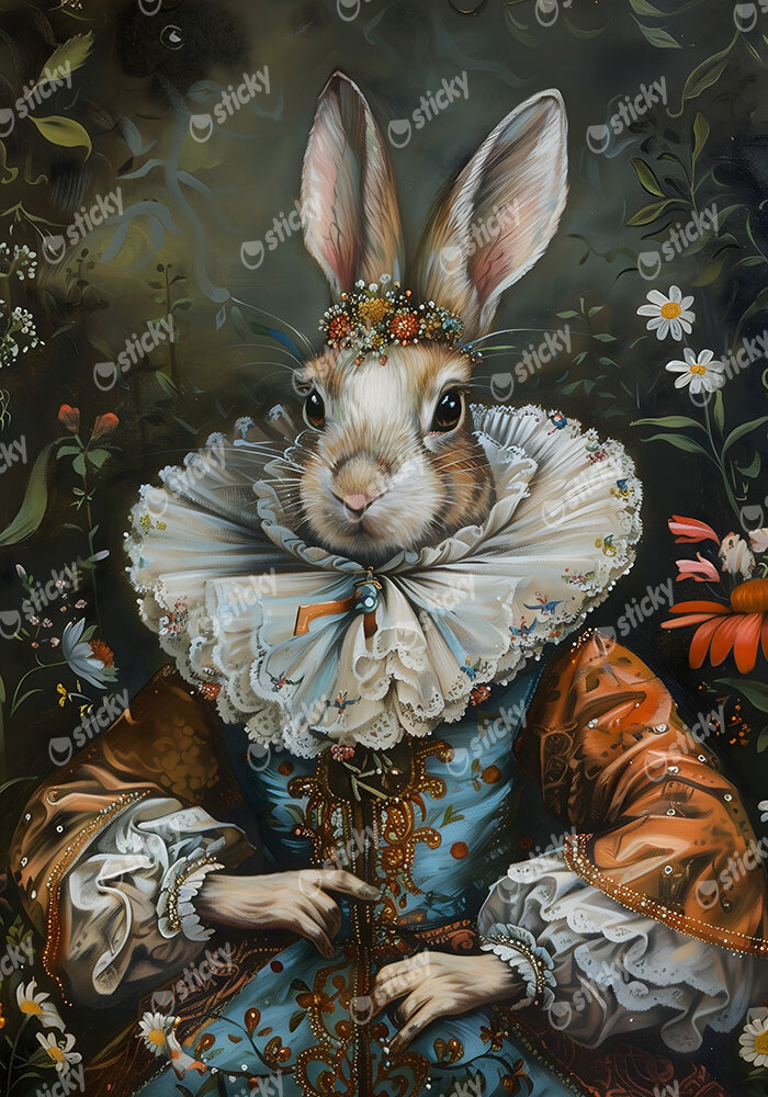 Πινακας σε καμβά WILLIAM MORRIS - VICTORIAN RABBIT PORTRAIT  3