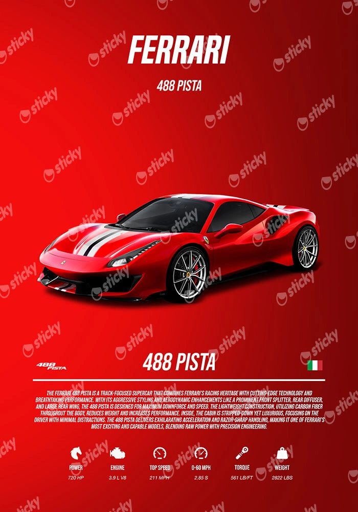 Πινακας σε καμβά FERRARI 488 PISTA IMPERIAL