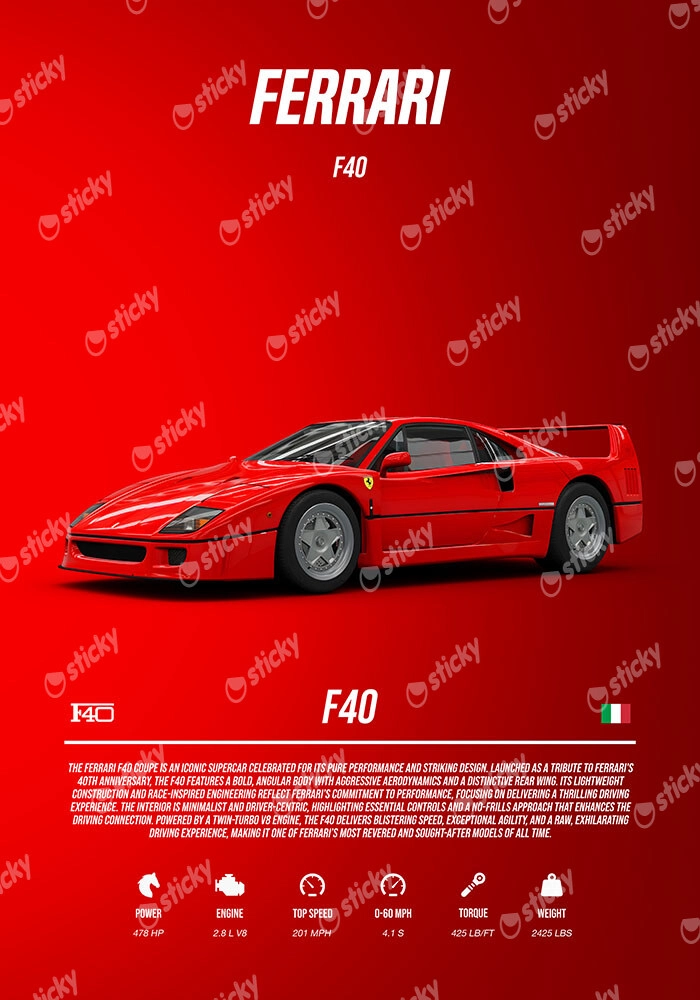 Πινακας σε καμβά FERRARI F40 IMPERIAL