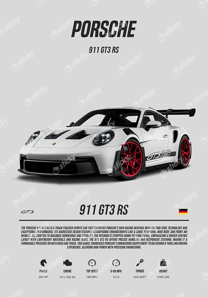 Πινακας σε καμβά PORSCHE 911 GT3 RS WHITE