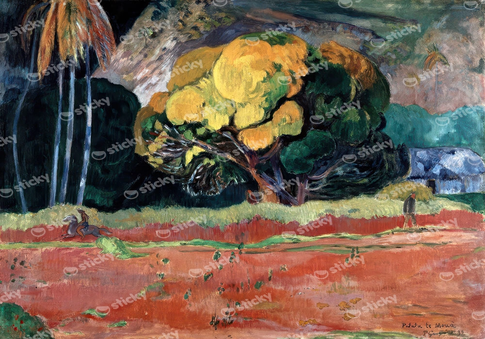 Πινακας σε καμβά PAUL GAUGUIN - AT THE FOOT OF A MOUNTAIN