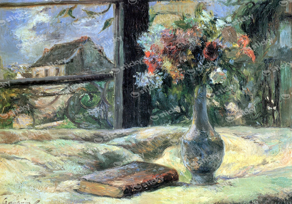 Πινακας σε καμβά PAUL GAUGUIN - STILL LIFE VASE WITH FLOWERS ON THE WINDOW