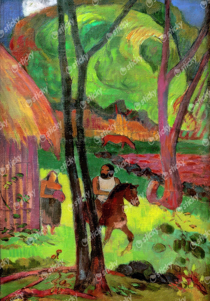 Πινακας σε καμβά PAUL GAUGUIN - RIDER IN FRONT OF THE HUT