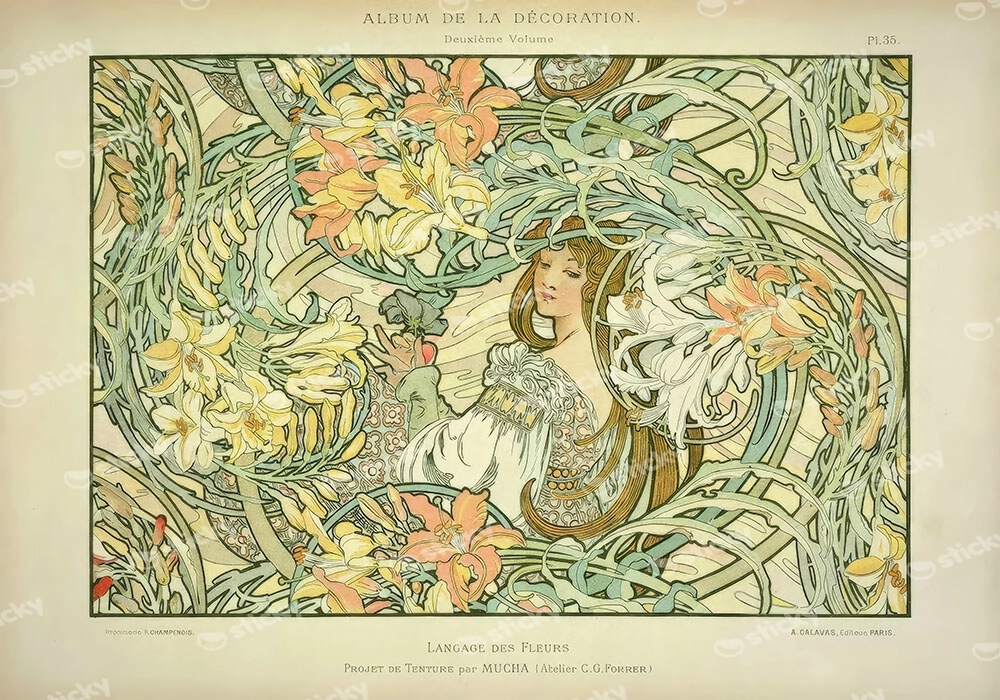 Πινακας σε καμβά ALPHONSE MUCHA - LANGUAGE OF FLOWERS