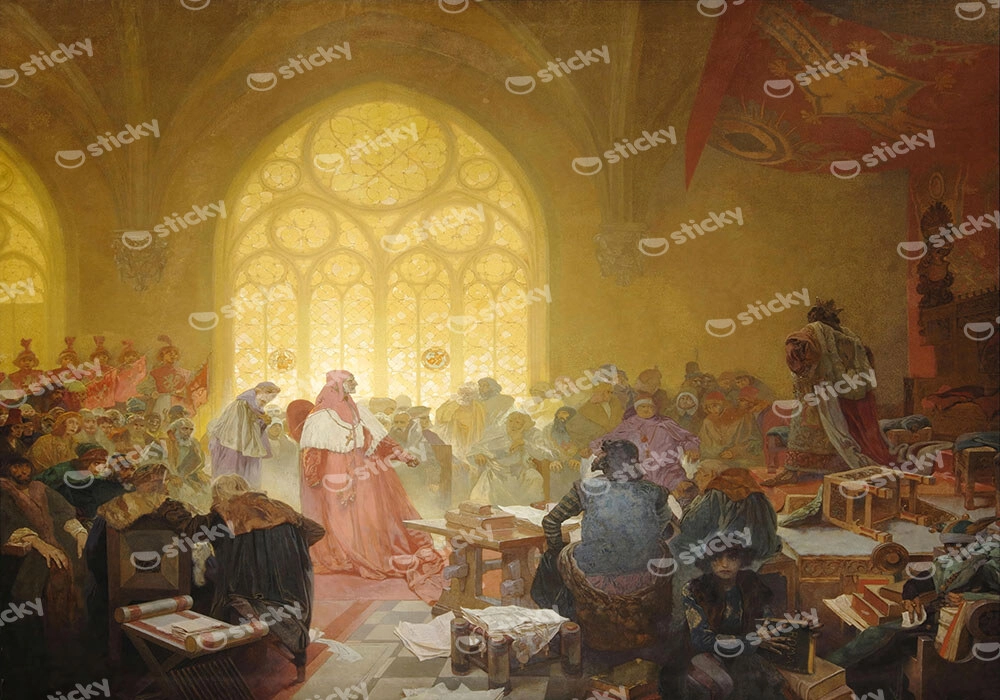 Πινακας σε καμβά ALPHONSE MUCHA - THE HUSSITE KING JIRI OF PODEBRADY