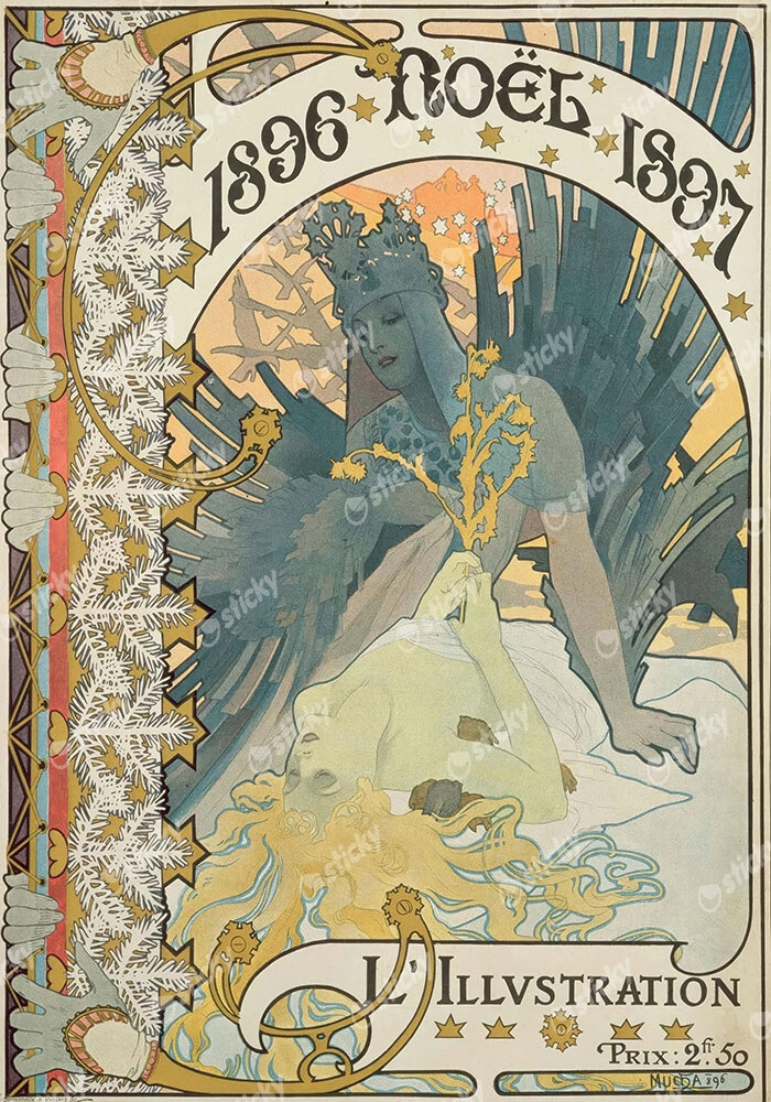 Πινακας σε καμβά ALPHONSE MUCHA - L'ILLUSTRATION NOËL