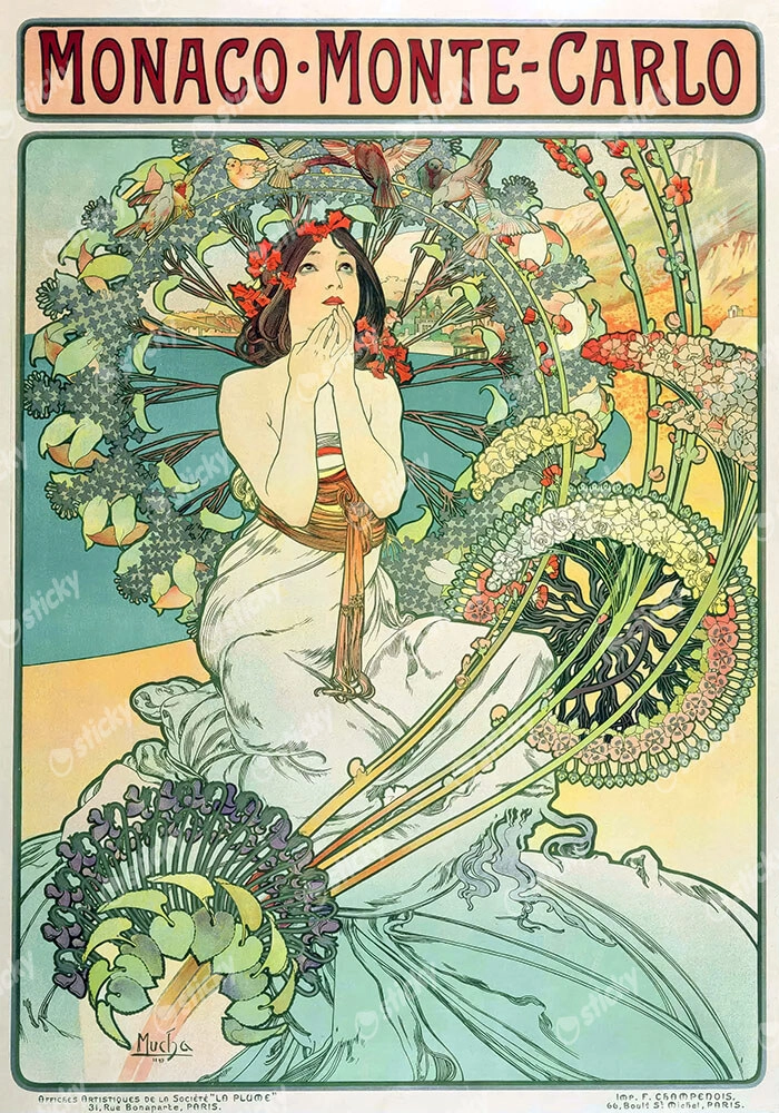 Πινακας σε καμβά ALPHONSE MUCHA - MONACO MONTE CARLO