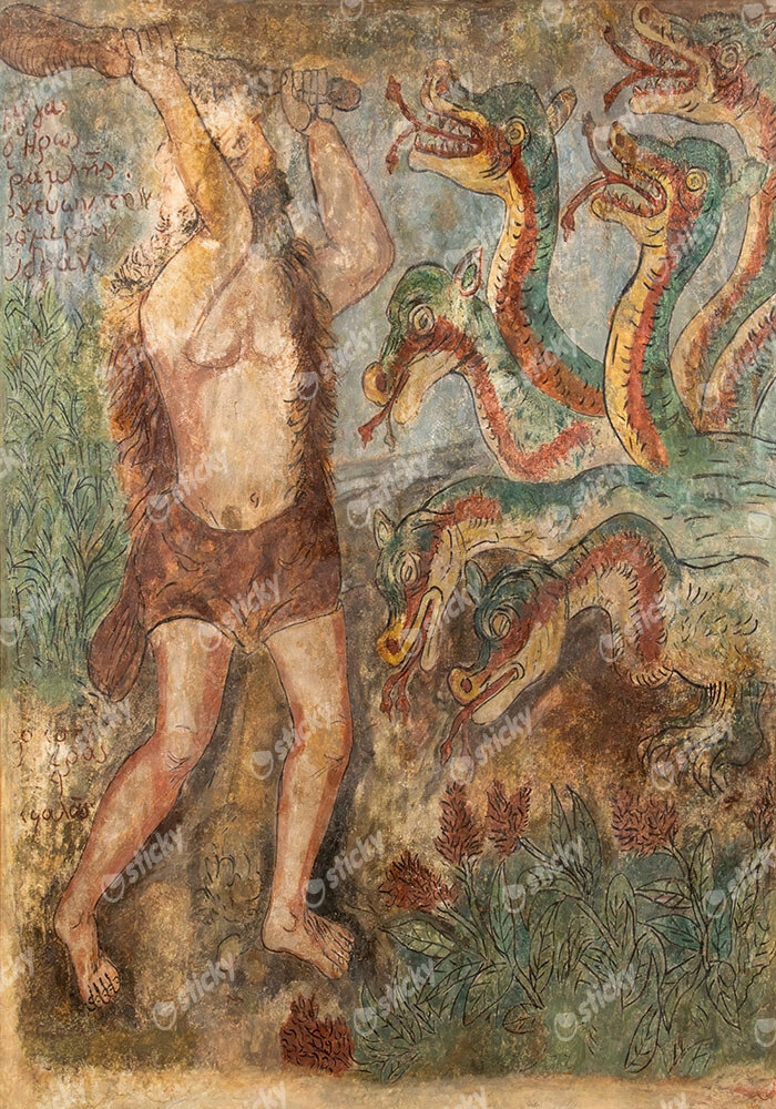 Πινακας σε καμβά ΘΕΟΦΙΛΟΣ ΧΑΤΖΗΜΙΧΑΗΛ - ΗΡΑΚΛΗΣ ΚΑΙ ΛΕΡΝΑΙΑ ΥΔΡΑ