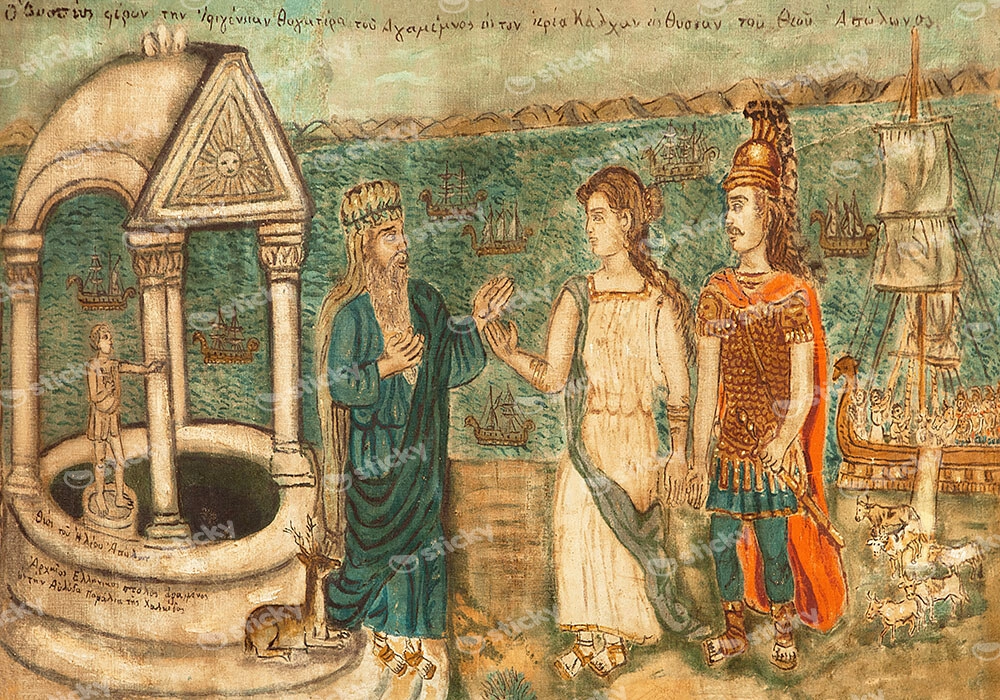 Πινακας σε καμβά ΘΕΟΦΙΛΟΣ ΧΑΤΖΗΜΙΧΑΗΛ - ΟΔΥΣΣΕΑΣ ΚΑΙ ΙΦΙΓΕΝΕΙΑ