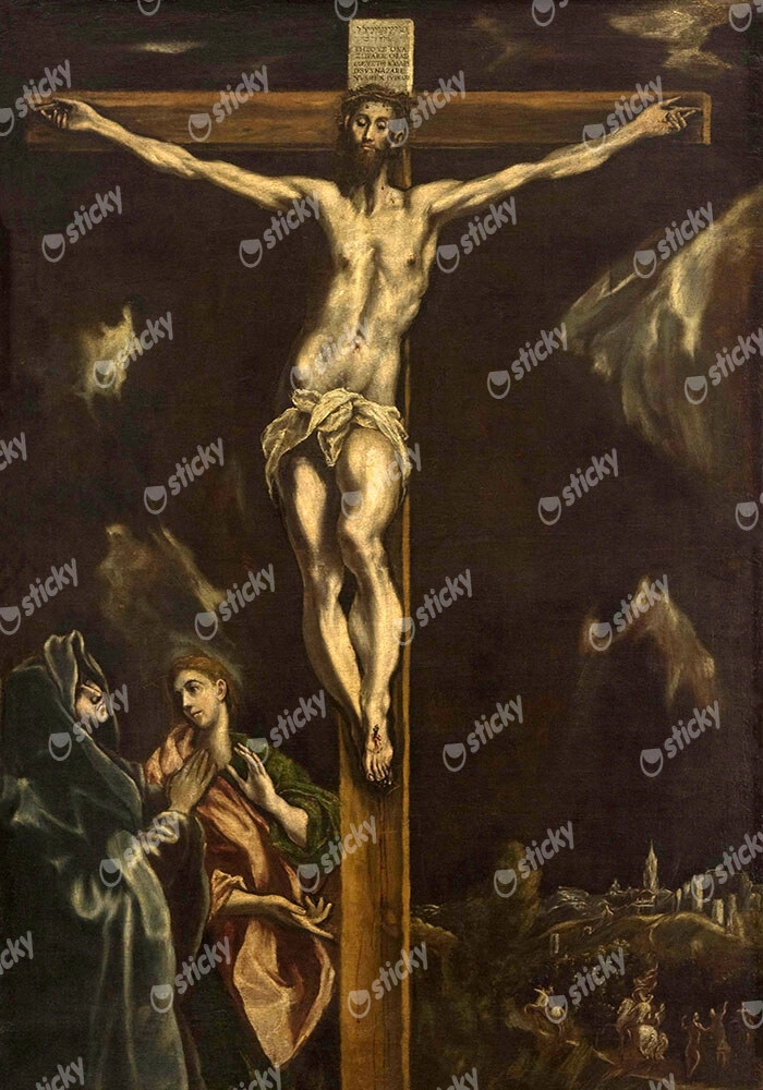 Πινακας σε καμβά EL GRECO - CRUCIFIXION WITH THE VIRGIN MARY AND SAINT JOHN THE EVANGELIST