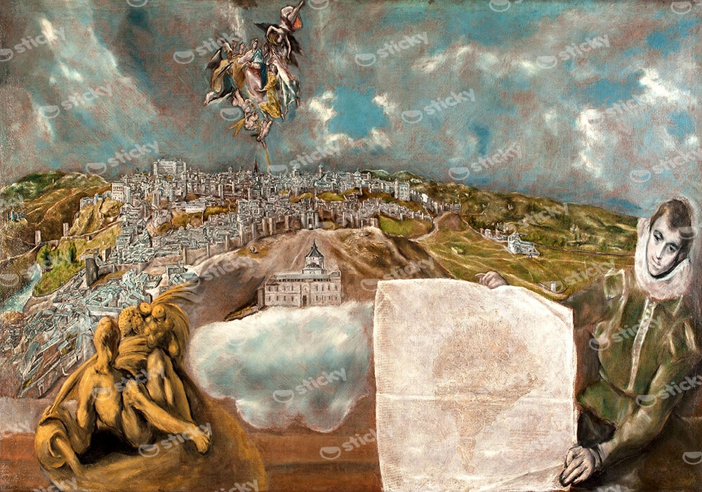 Πινακας σε καμβά EL GRECO - VIEW AND PLAN OF TOLEDO