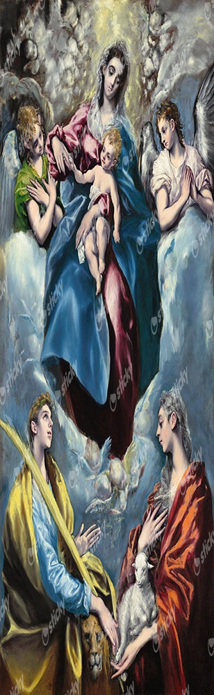 Πίνακας Πανοραμικός σε καμβά EL GRECO - MADONNA AND CHILD WITH SAINT MARTINA AND SAINT AGNES