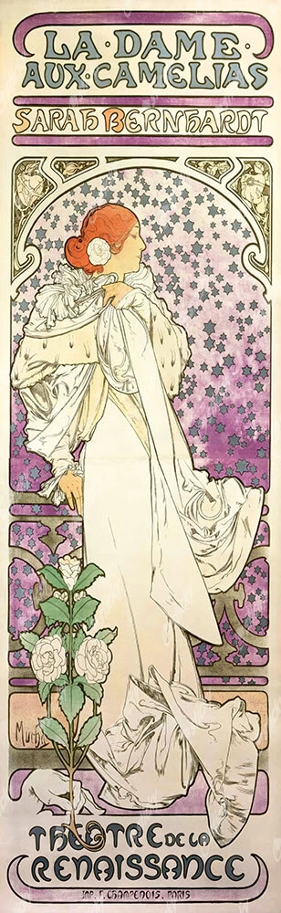 Πίνακας Πανοραμικός σε καμβά ALPHONSE MUCHA - LA DAME AUX CAMELIAS