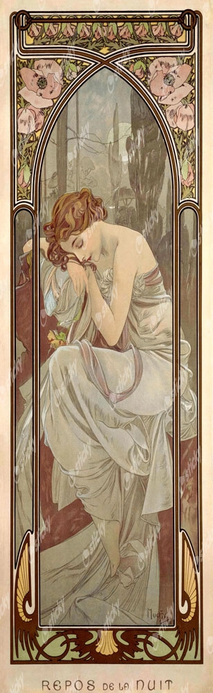 Πίνακας Πανοραμικός σε καμβά ALPHONSE MUCHA - NIGHT'S REST