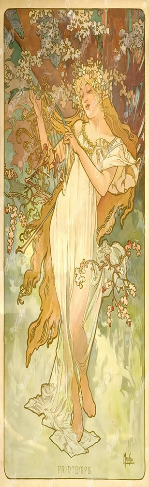 Πίνακας Πανοραμικός σε καμβά ALPHONSE MUCHA - SPRING PRINTEMPS