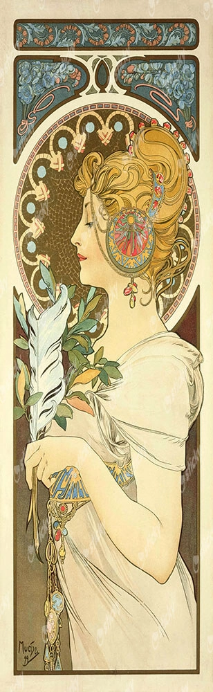 Πίνακας Πανοραμικός σε καμβά ALPHONSE MUCHA - THE FEATHER