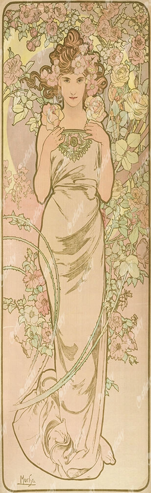 Πίνακας Πανοραμικός σε καμβά ALPHONSE MUCHA - THE ROSE