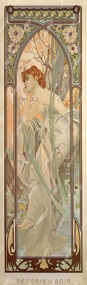 Πίνακας Πανοραμικός σε καμβά ALPHONSE MUCHA - TIMES OF THE DAY