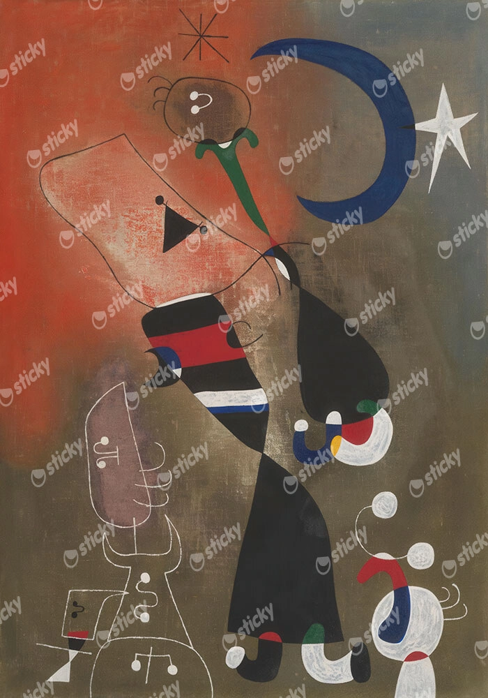 Πινακας σε καμβά JOAN MIRO - WOMEN AND BIRD IN THE MOONLIGHT