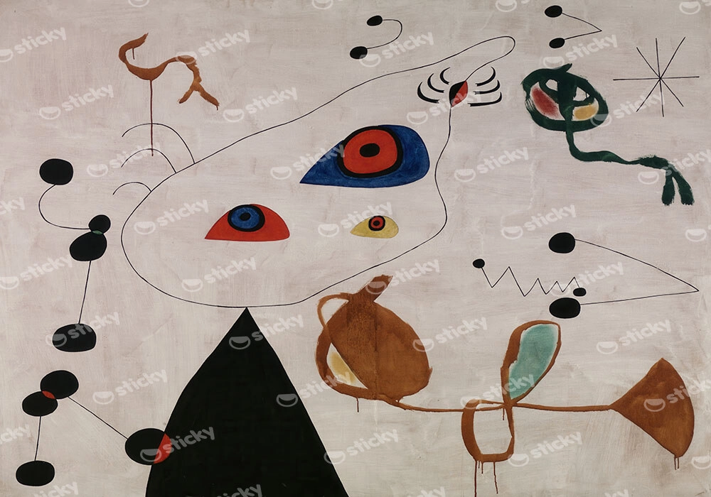 Πινακας σε καμβά JOAN MIRO - WOMAN AND BIRD IN THE NIGHT