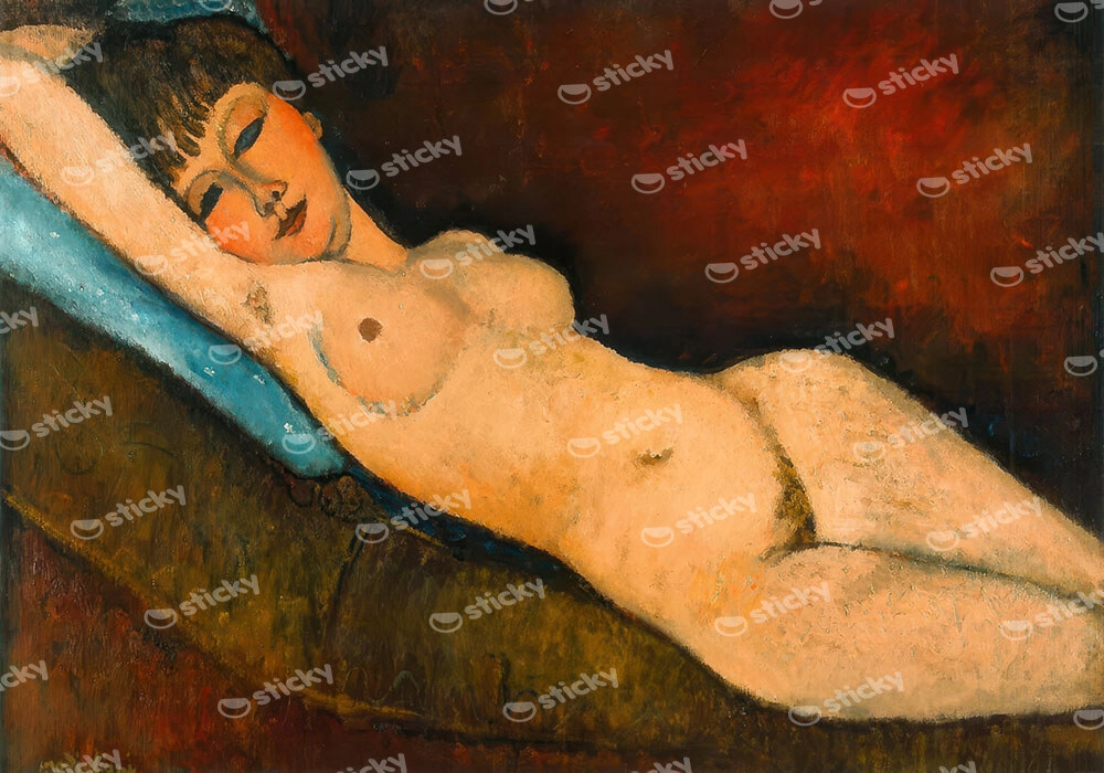 Πινακας σε καμβά MODIGLIANI - RECLINING NUDE ON BLUE CUSHION