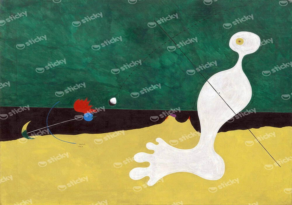 Πινακας σε καμβά JOAN MIRO - PERSON THROWING A STONE AT A BIRD