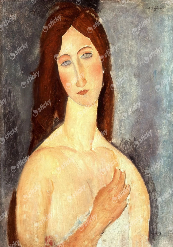 Πινακας σε καμβά MODIGLIANI - JEANNE HÉBUTERNE WITH BARE SHOULDERS