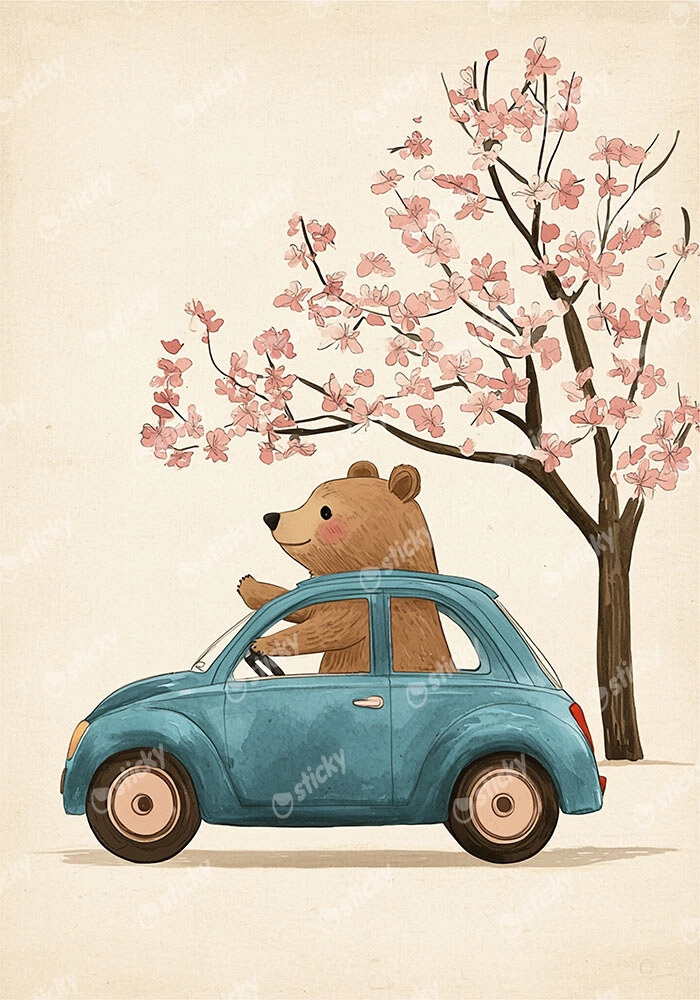 Πινακας σε καμβά BEAR DRIVING