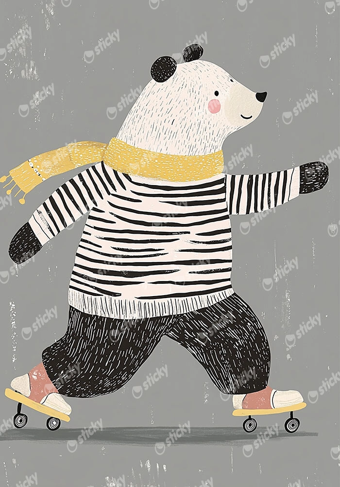 Πινακας σε καμβά BEAR ON ROLLERS