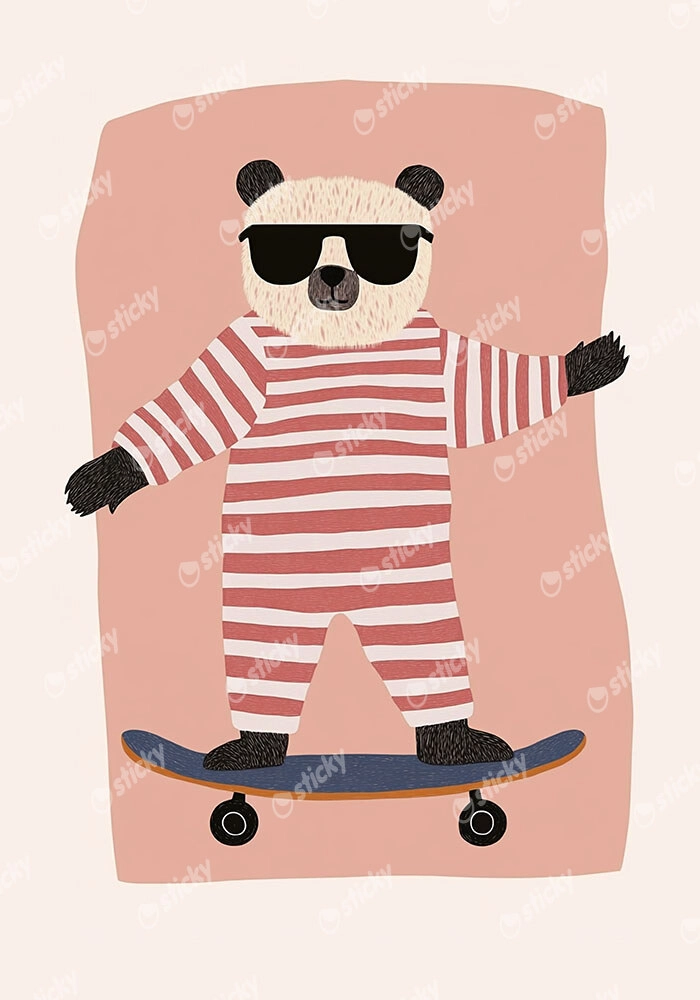 Πινακας σε καμβά BEAR SKATER