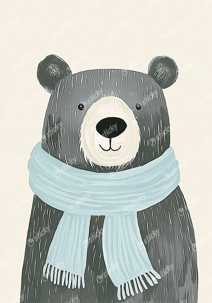 Πινακας σε καμβά BEAR WITH SCARF