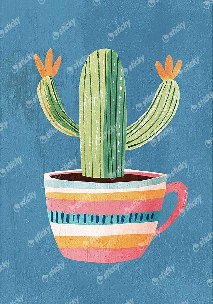 Πινακας σε καμβά CACTUS IN A CUP