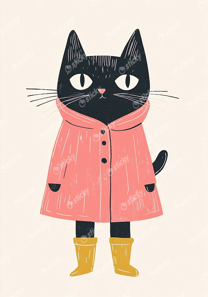 Πινακας σε καμβά CAT IN RAINCOAT