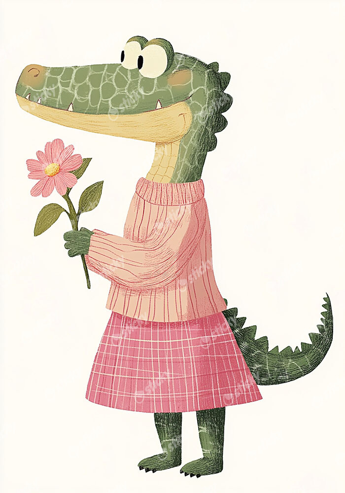 Πινακας σε καμβά CROCODILE WITH FLOWER