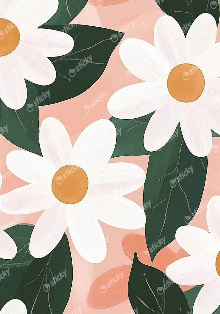 Πινακας σε καμβά DAISIES ON PINK