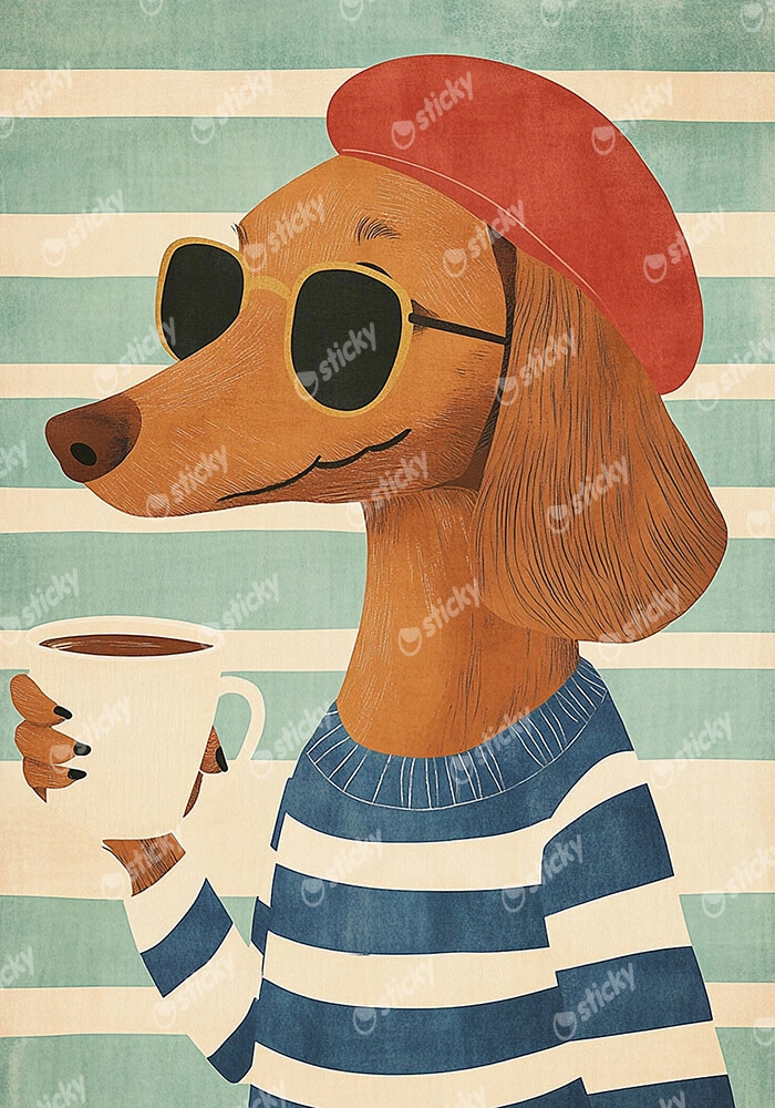 Πινακας σε καμβά DOG AND COFFEE