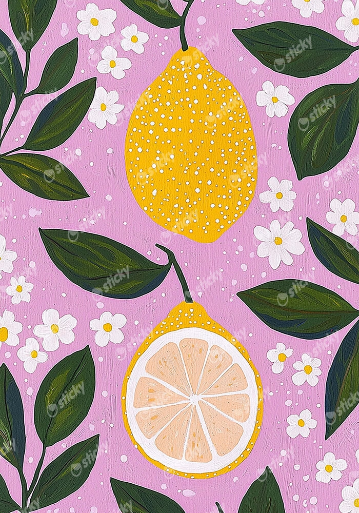 Πινακας σε καμβά FLORAL LEMONS