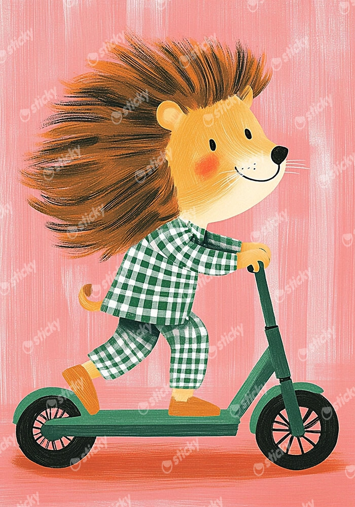 Πινακας σε καμβά LION ON SCOOTER
