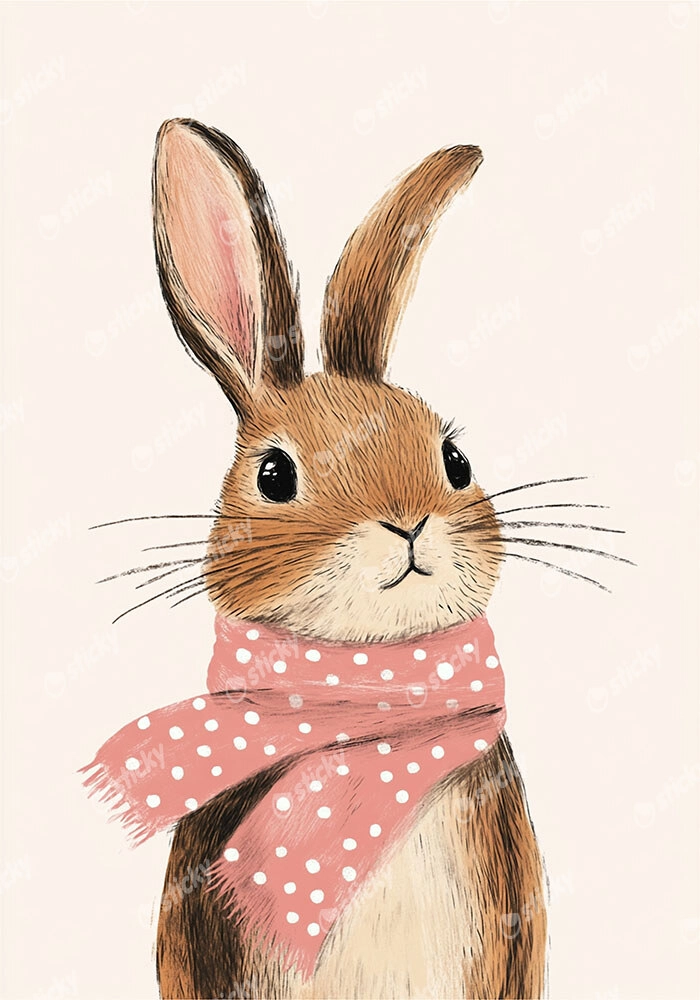 Πινακας σε καμβά RABBIT WITH A SCARF