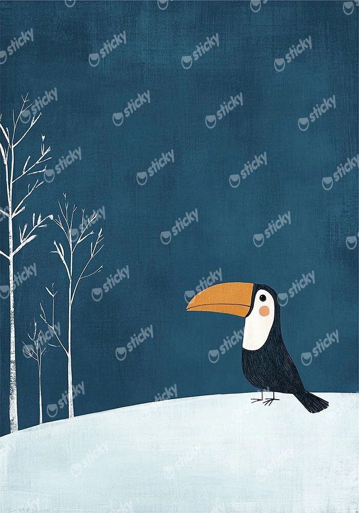 Πινακας σε καμβά TOUCAN IN SNOW