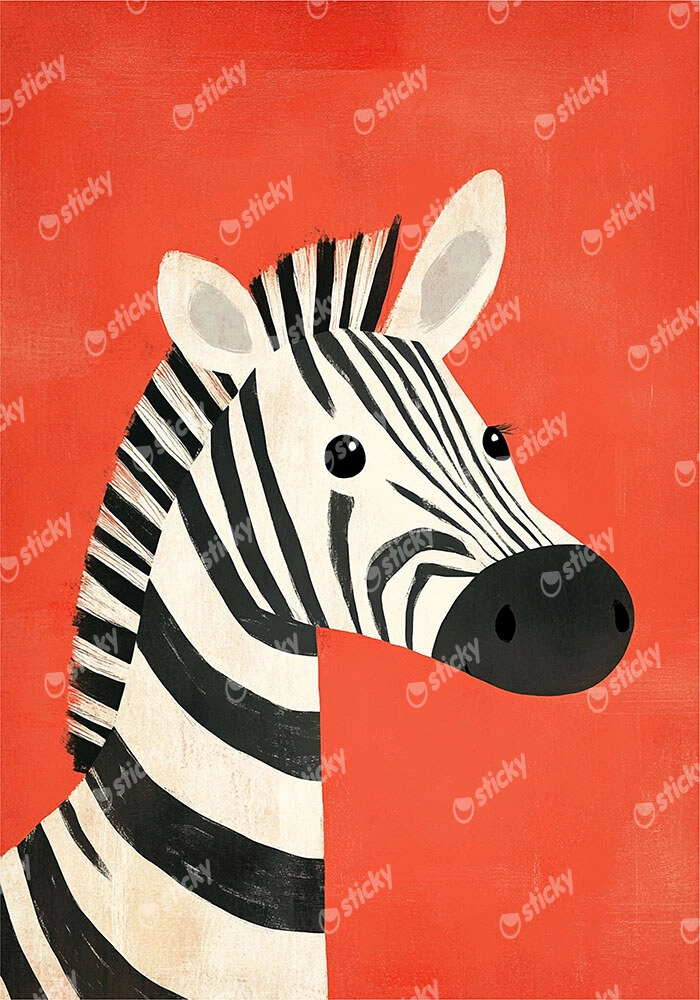 Πινακας σε καμβά ZEBRA ON RED