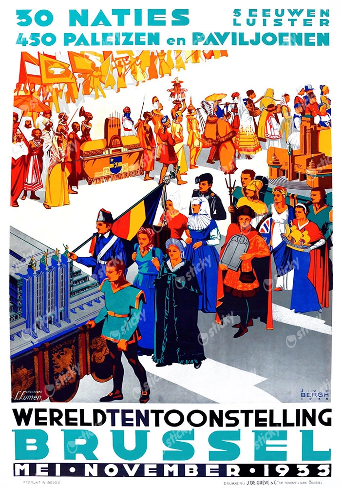 Πόστερ 1935 BRUSSELS WORLD'S FAIR TRAVEL POSTER